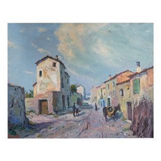 Ramon Trulls Pons, Impressionist Caserras Village Street Scene, Oil Painting For Sale