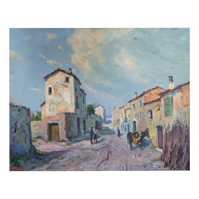 Ramon Trulls Pons, Impressionist Caserras Village Street Scene, Oil Painting For Sale