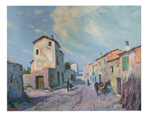 Ramon Trulls Pons, Impressionist Caserras Village Street Scene, Oil Painting