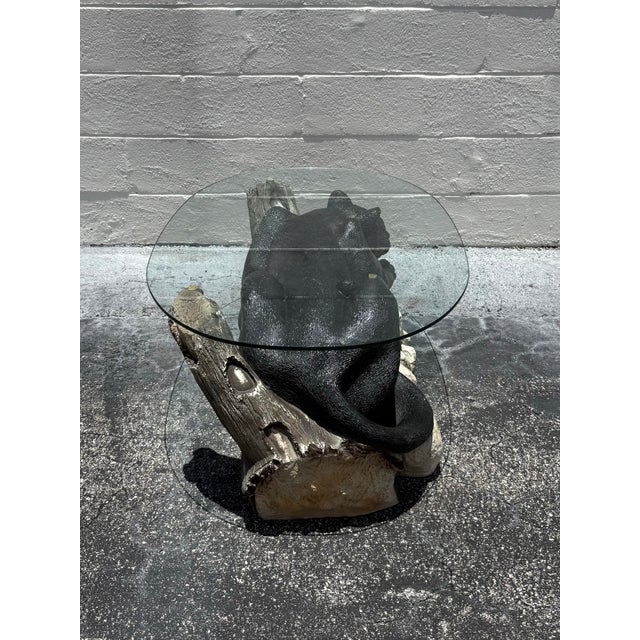 Vintage MCM Resin Crouching Cat/Black Panther Coffee Table For Sale In West Palm - Image 6 of 9