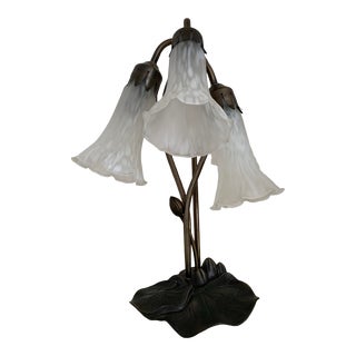 Vintage Art Nouveau-Style Trumpet Flower Table Lamp For Sale