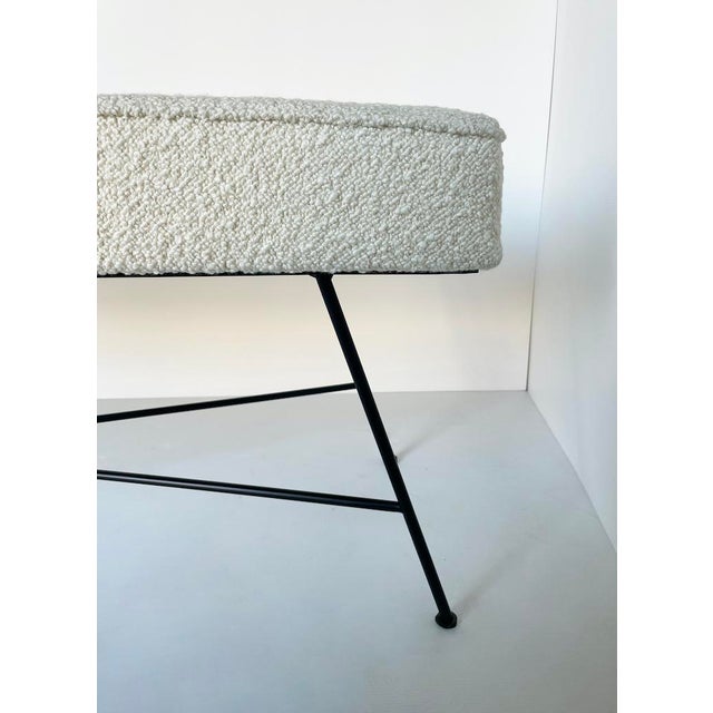 Metal White Bouclé Bench, 1990s For Sale - Image 7 of 12