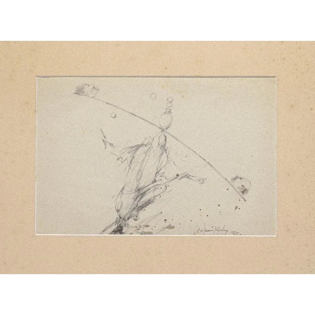 Equilibrist is original drawing in pencil and watercolor realized in 1976 by Benjamin Mendoza, Hand-signed on the lower...