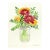 Zinnia Bouquet in Glass Jar III - Color Drenched Floral Watercolor Still Life by Xiao Wen Xu For Sale