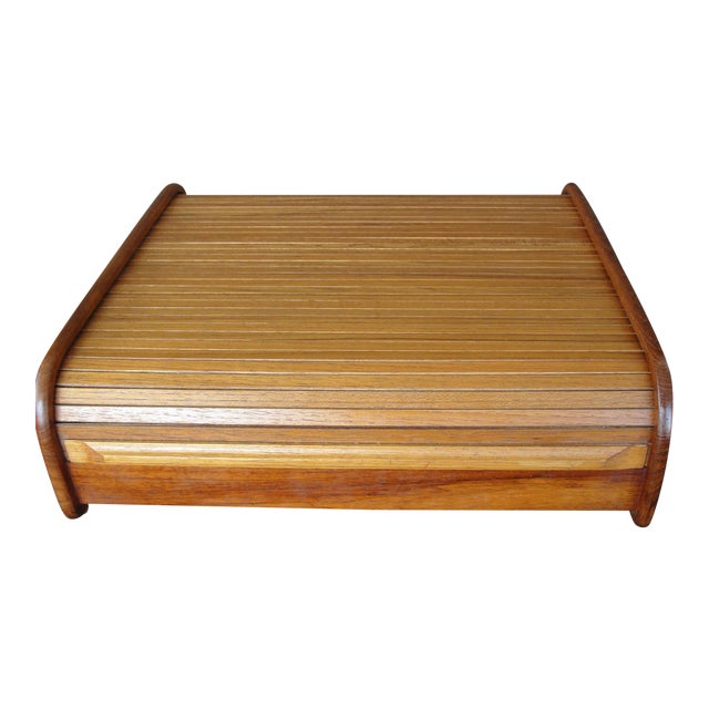 Vintage Teak Roll Top Desk Organizer Chairish