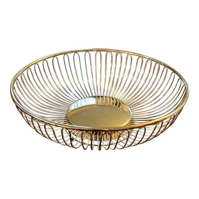 Vintage Silver Plated Wire Fruit Basket For Sale