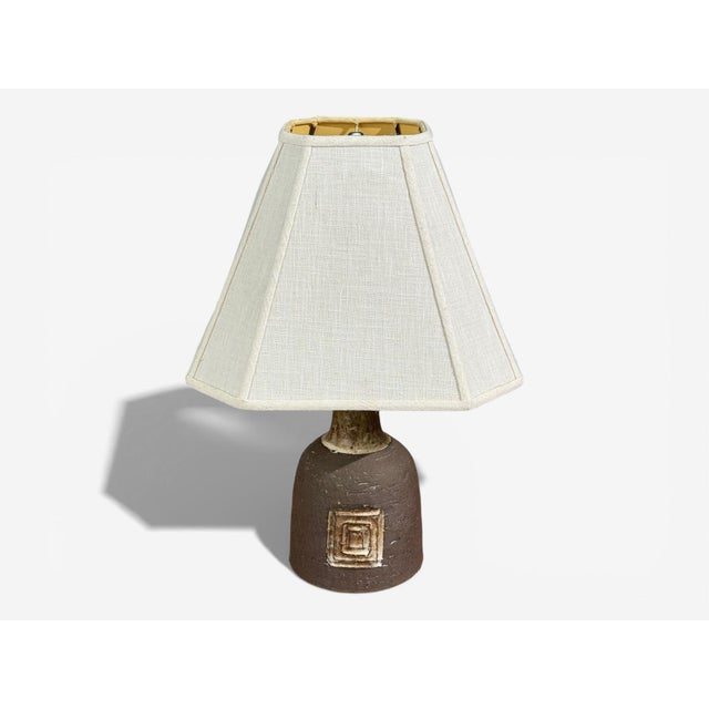 Mid-Century Modern Fridtjof Sejersen, Table Lamp, Brown Ceramic, Denmark, 1960s For Sale - Image 3 of 10