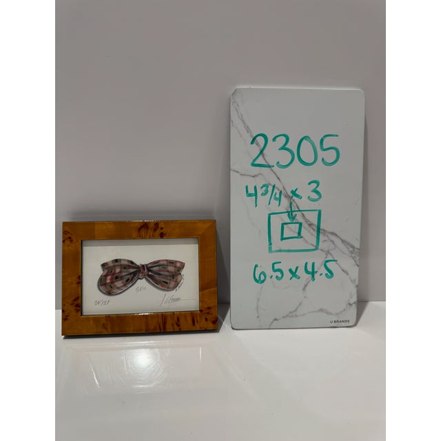 Late 20th Century Kolene Spicher Original Watercolor Plaid Bow Miniature Signed Framed For Sale In Atlanta - Image 6 of 6