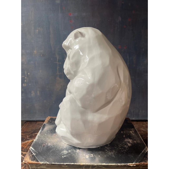 Japanese Mid 20th Century Japanese Kutani White Snow Monkey Sculpture For Sale - Image 3 of 9