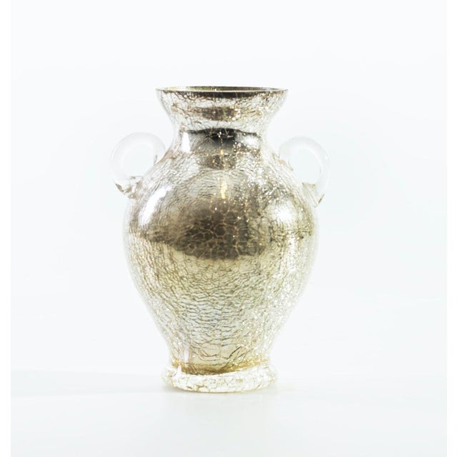 Mid-20th Century Crackled Glass Vase with Silver Mirror Finish For Sale - Image 4 of 5