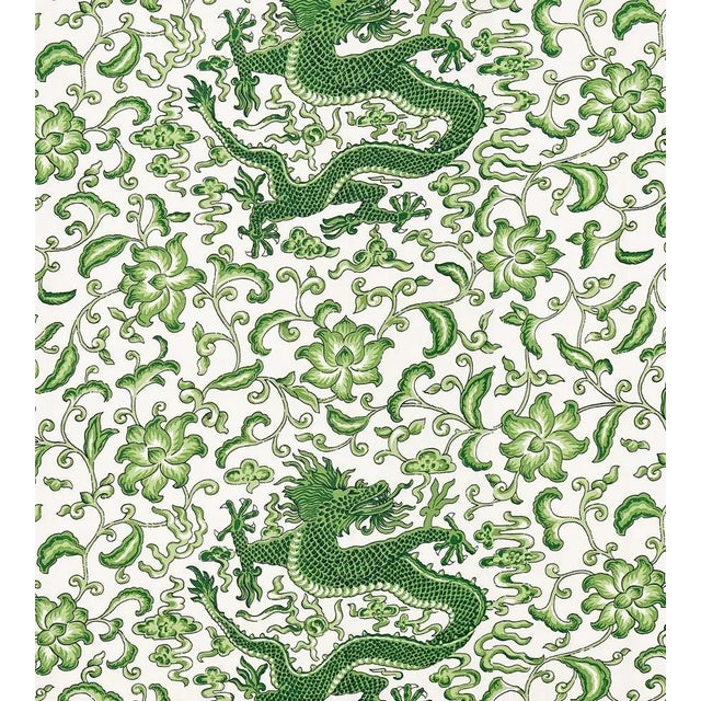 Traditional The House of Scalamandré Chi'En Dragon Linen Print Fabric, Jade For Sale - Image 3 of 3