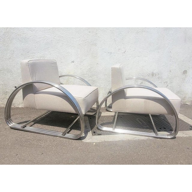 1980s Large 20th Century Chrome Armchairs from Ralph Lauren, 1980s, Set of 2 For Sale - Image 5 of 18