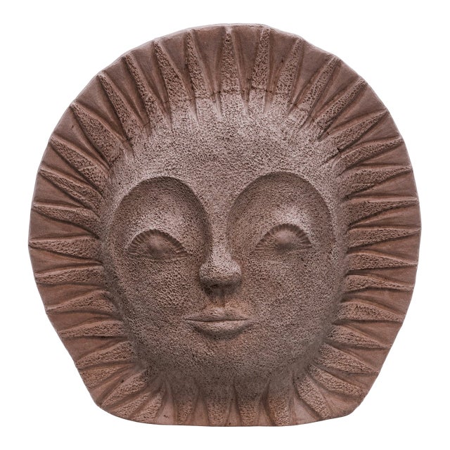 1970s Comanche Pottery Sun Sculpture by McCrea – Standing Mississippi Mud Volcanic Texture Brutalist Art For Sale