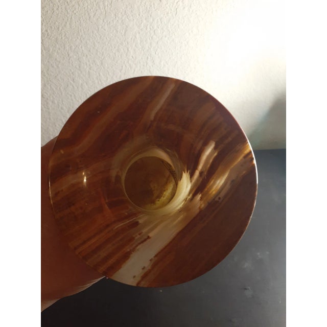 1970s Solid Onyx Variegated Brown/Green Vase For Sale - Image 4 of 6