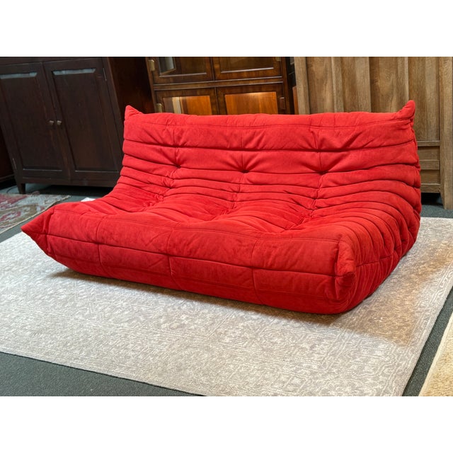 Michel Ducaroy for Ligne Roset Toga Sectional in Alcantara Goya Red, Set of Four For Sale - Image 10 of 18