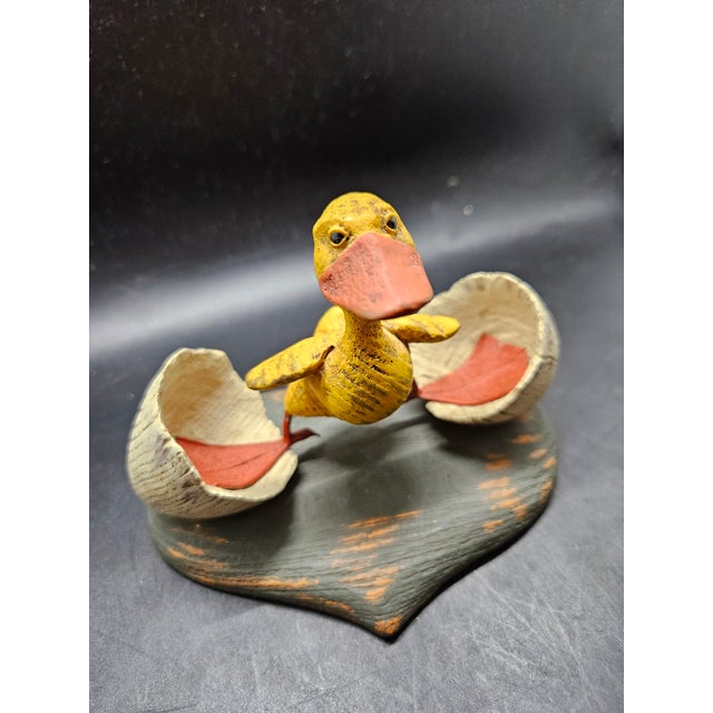 Figurative VTG 2000 American Chestnut Folk Art Duck Figurine, Artist Peter Bretz For Sale - Image 3 of 6