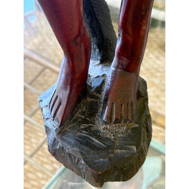 Wood Vintage East African Hand-Carved Hardwood Mother & Child Sculpture, 23.75”h For Sale - Image 7 of 9