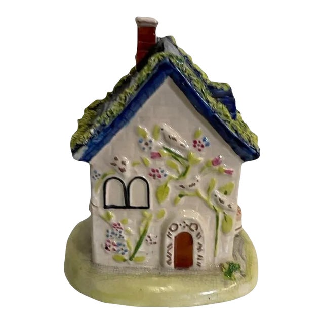 Early 20th Century Painted Cottage Bank With Blue Roof For Sale