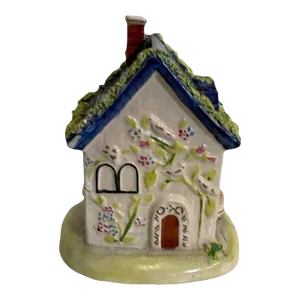 Early 20th Century Painted Cottage Bank With Blue Roof