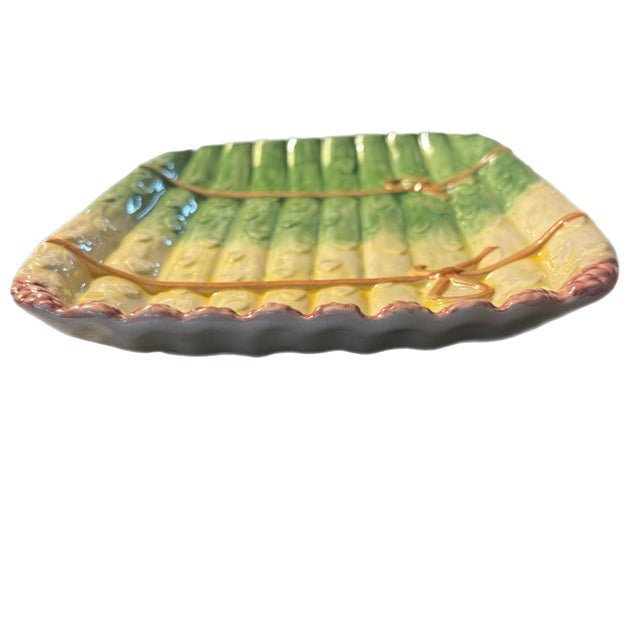 Vintage Majolica Asparagus Platter Olfaire Portugal For Sale - Image 4 of 10