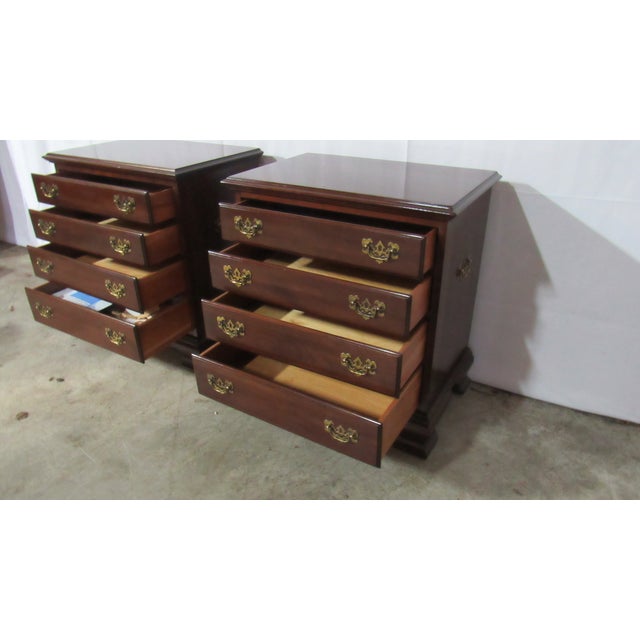 Wood 1980s Pair Ethan Allem Cherry NightstandsTables Bachelors Chests Four Drawers For Sale - Image 7 of 9