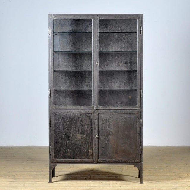 Industrial Polished Iron Medical Cabinet, 1930s For Sale - Image 3 of 11