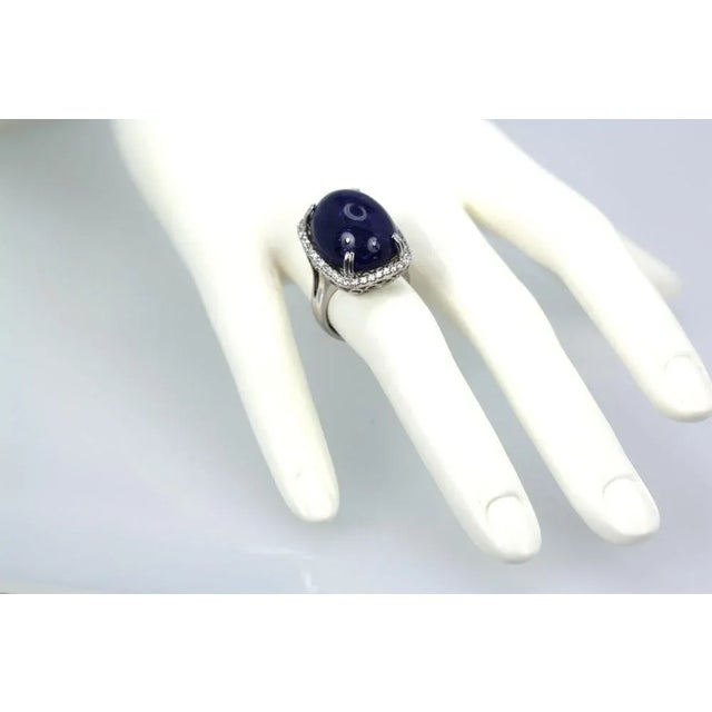 Metal Tanzanite 35.39 Ct Cabochon High Dome Ladies Ring Size 6.5 For Sale - Image 7 of 11