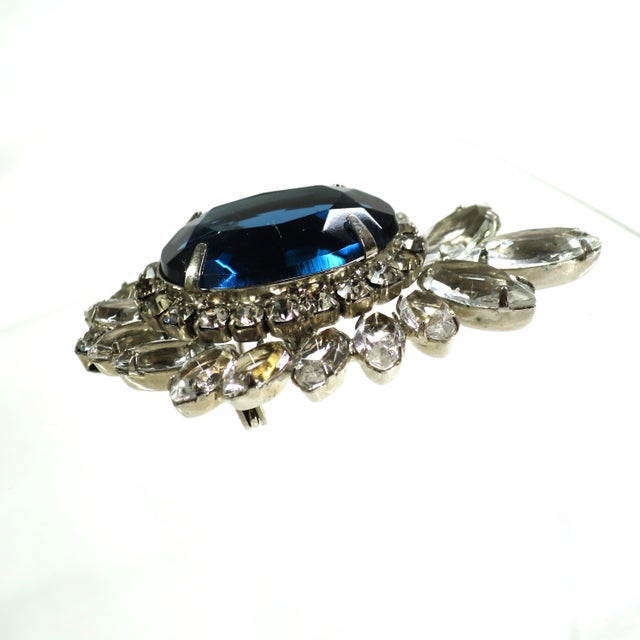 Blue Vintage Designer Juliana Sapphire Crystal Brooch Set 1960s For Sale - Image 8 of 12