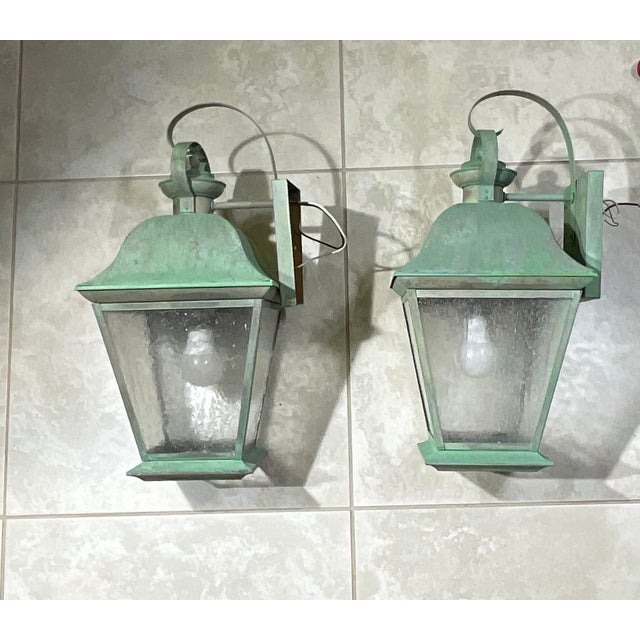 1970s Pair of Vintage Solid Brass Lanterns - Timeless Elegance for Your Home For Sale - Image 5 of 13