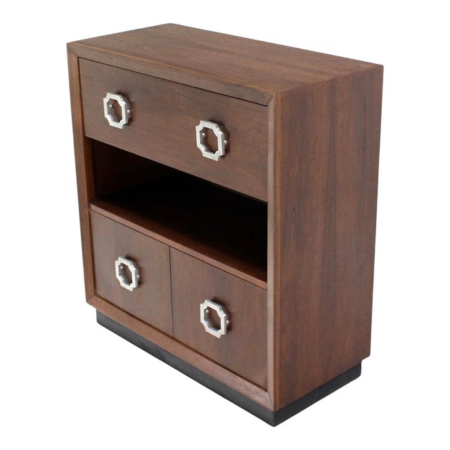 Oiled Medium Walnut Mid Century Modern Art Deco Drop Down Desk Secretary Cabinet For Sale