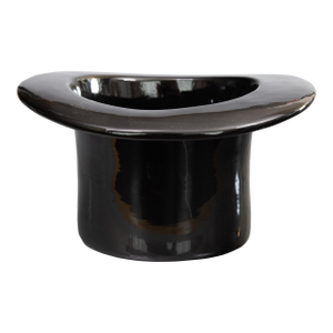 Mid-Century Modern Italian Ceramic Black Top Hat Wine Cooler Champagne Ice Bucket