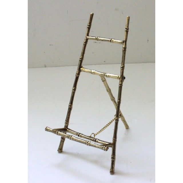 1980s Vintage Faux Bamboo Polished Brass Tabletop Easel For Sale - Image 5 of 11
