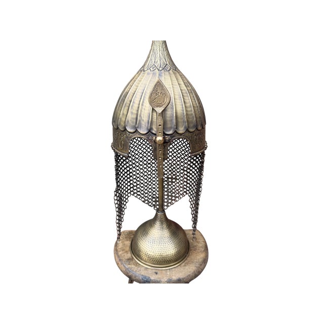 Brass Solid Brass Engraved Chichak Helm For Sale - Image 8 of 13