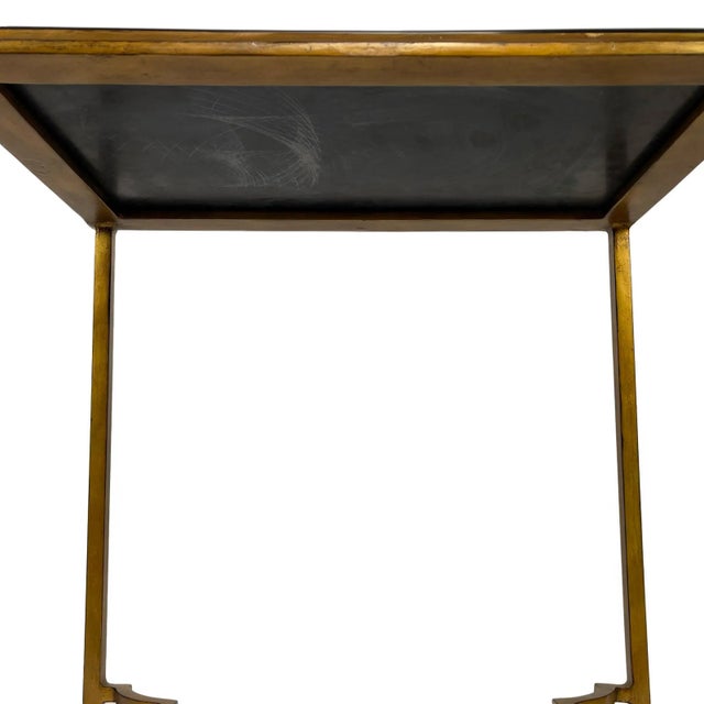 Vintage Regency Style Gold Accent Table With Solid Marble and Granite Marquetry Top For Sale - Image 12 of 13