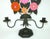 Flower power! Mid 20th century metal candle holder or candelabra decorated with mod Brady Bunch style flowers in a...