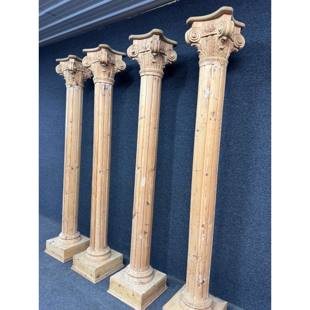 Set of Four Monumental Corinthian Style Pine Architectural Columns For Sale In Philadelphia - Image 6 of 10