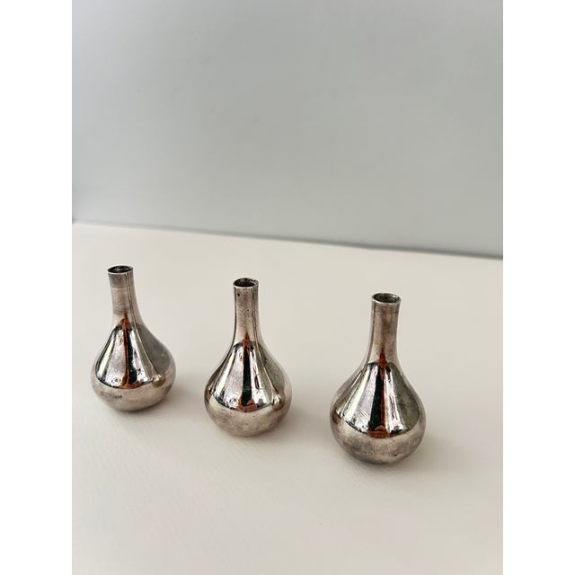 1960s Jens Quistgaard for Dansk Silver Onion Candleholders, Set of 3 For Sale - Image 9 of 10