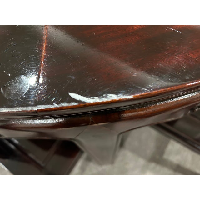 Brown Vintage Chinese Carved Rosewood Dining Table & 10 Chairs, Expandable For Sale - Image 8 of 10