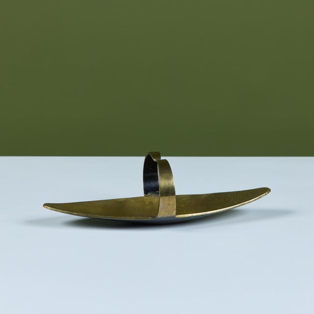 Pal-Bell Brass Tray With Curved Handles For Sale - Image 11 of 12