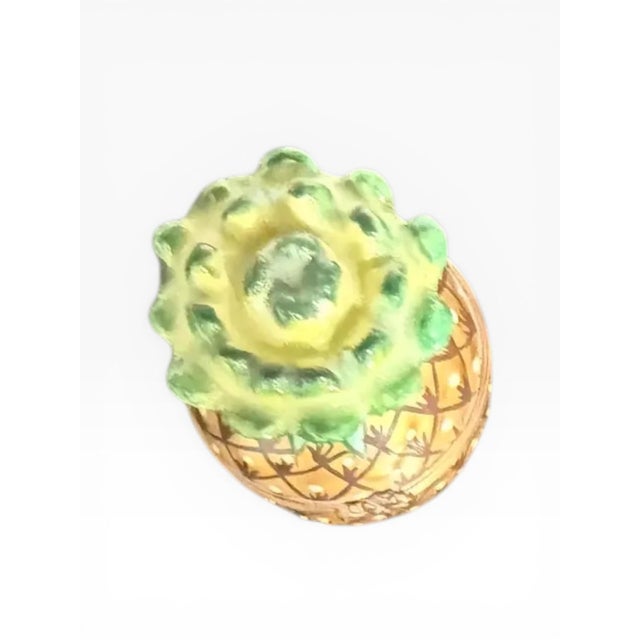 Limoges, France Late 20th Century Authentic Limoges France Peint Main Chamart Pineapple Porcelain Trinket Box For Sale - Image 4 of 7