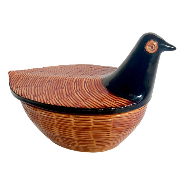 Lidded Ceramic Bird Box by Bitossi, Italy For Sale