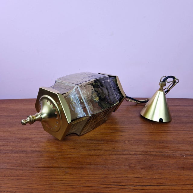 Brass and Glass Pendant Lamp from Høvik Verk, 1960s For Sale - Image 4 of 9