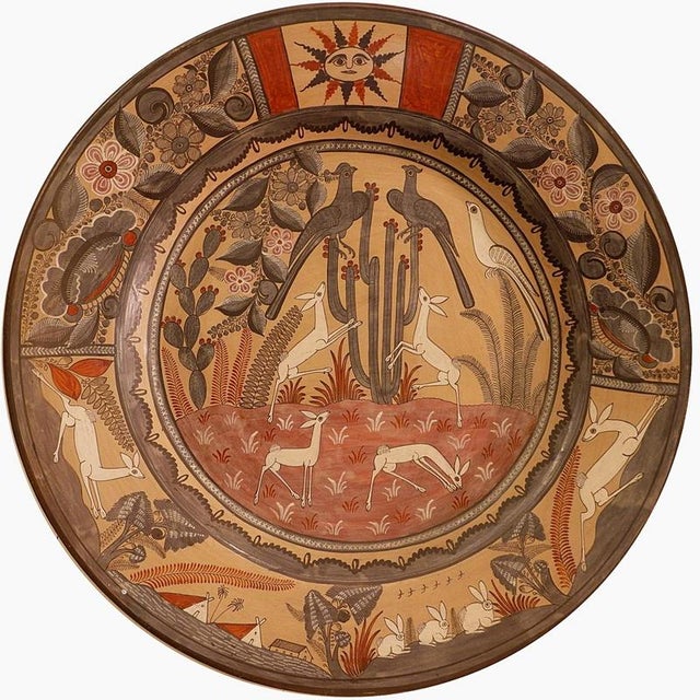 Vintage Mexican Hand-Painted Terracotta Wall Plate by Amado Galvan, 1970s For Sale - Image 10 of 10