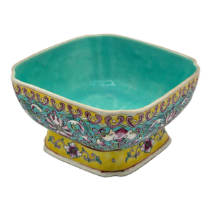Antique Chinese Rose Famille Footed Porcelain Bowl