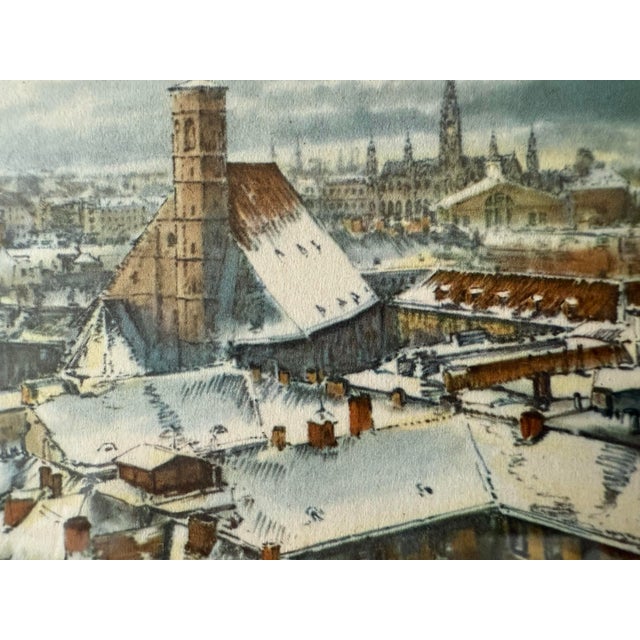 Early 20th Century Vintage Framed Color German Scene Etching For Sale - Image 5 of 11