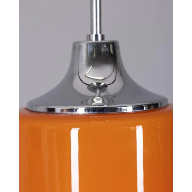 Orange Vintage Italian Metal and Orange Glass Pendant, 1970s For Sale - Image 8 of 9