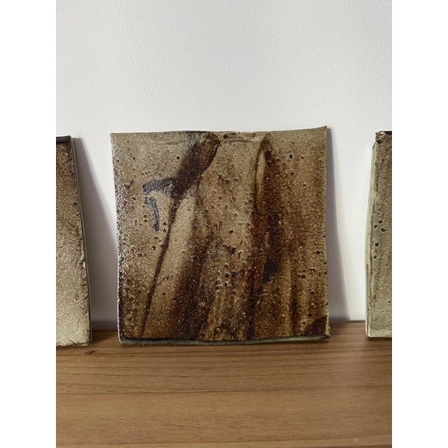 Ceramic Tile Wall Decor in Brown Color Contemporary Unique Designed Wall Hanging For Sale - Image 4 of 4