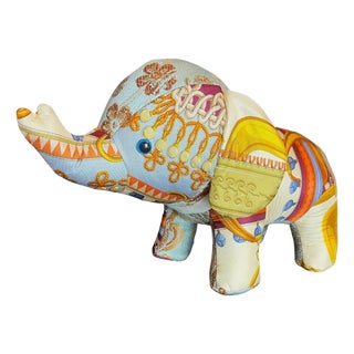 Gucci Tassels Vintage Silk Scarf Lucky Elephant For Sale