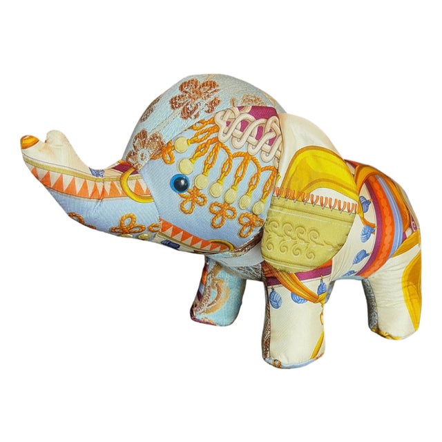 Gucci Tassels Vintage Silk Scarf Lucky Elephant For Sale