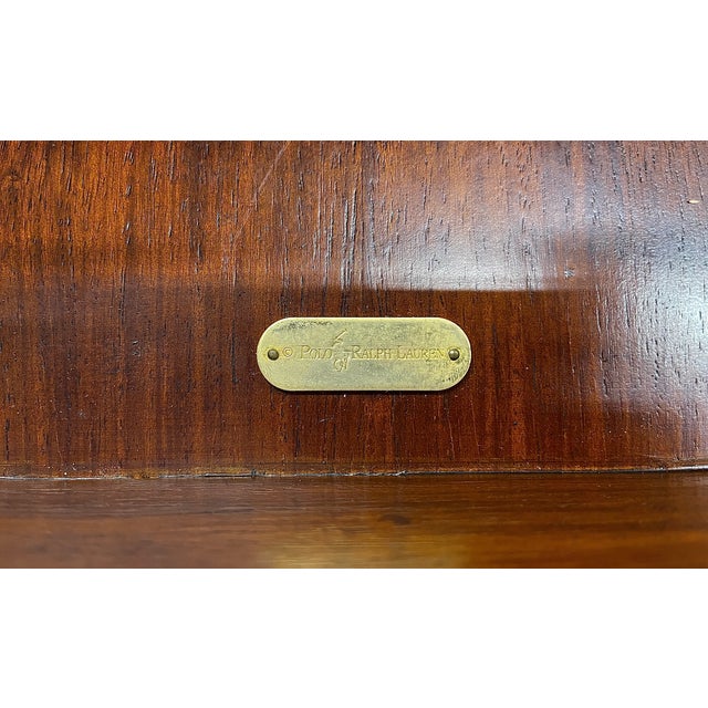 Wood 1980s Polo Ralph Lauren Mahogany and Canvas Bamboo Campaign Desk For Sale - Image 7 of 11